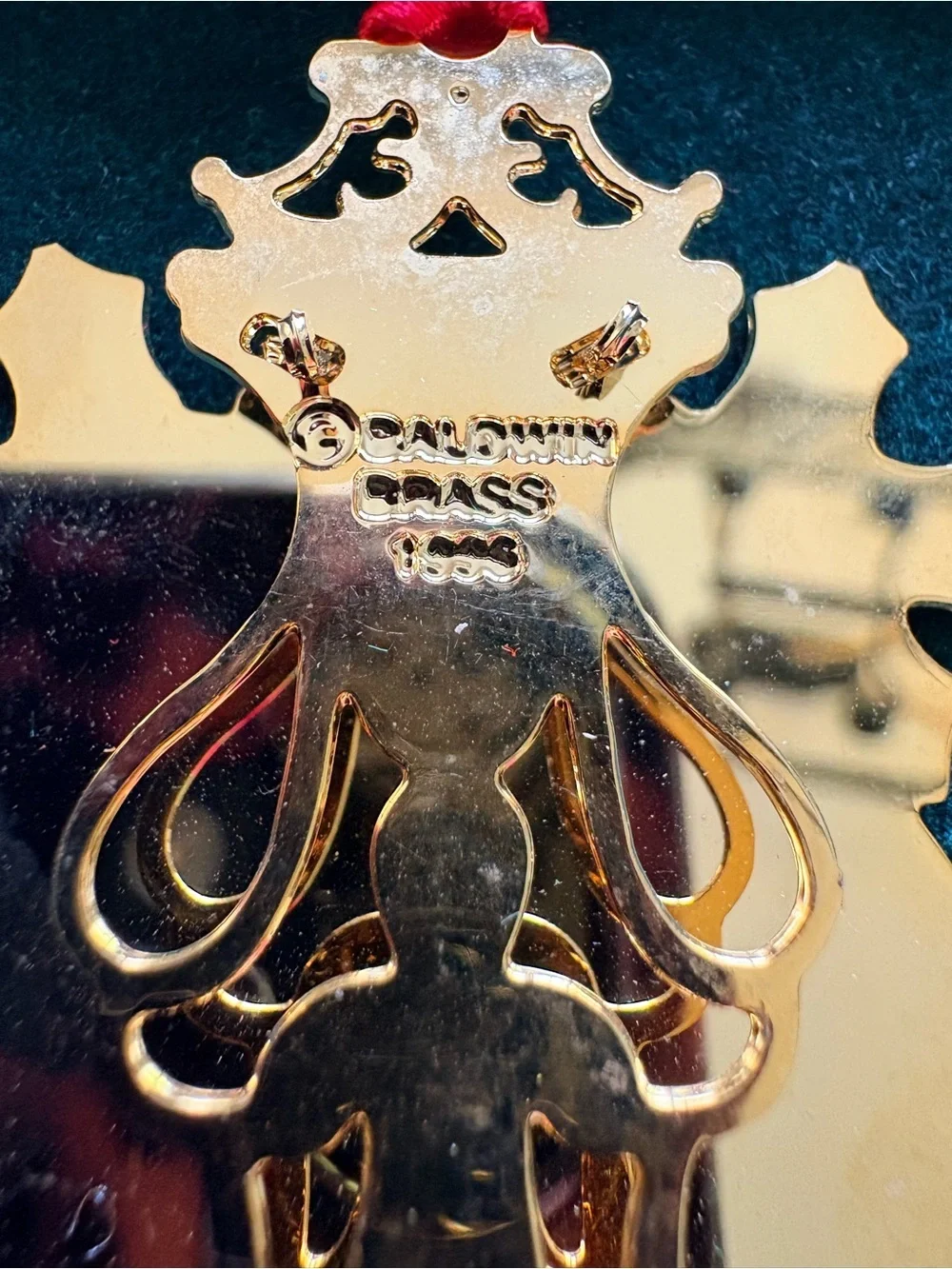 1997 Brass Door Knocker Seasons Greetings Baldwin Christmas ornament